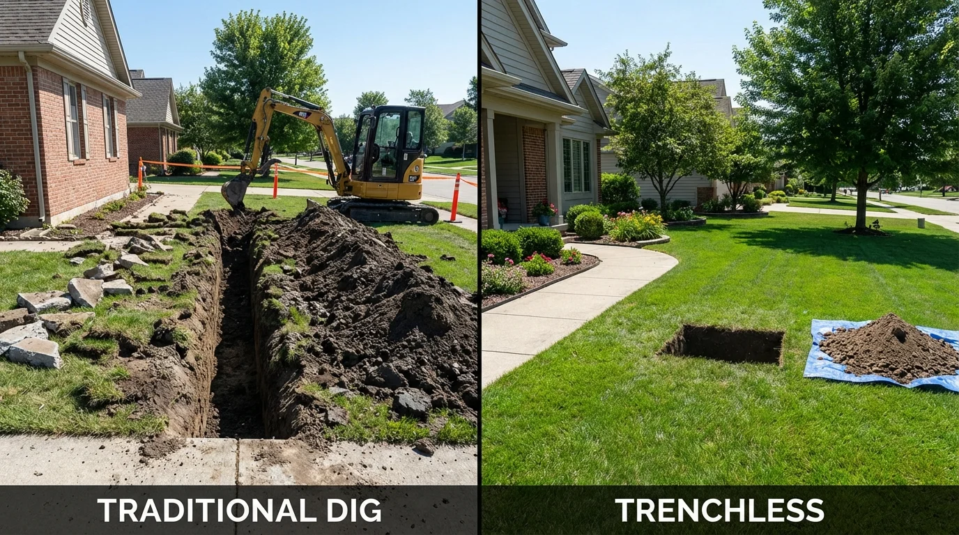 Trenchless sewer repair with minimal yard damage versus traditional excavation in Claremont, CA